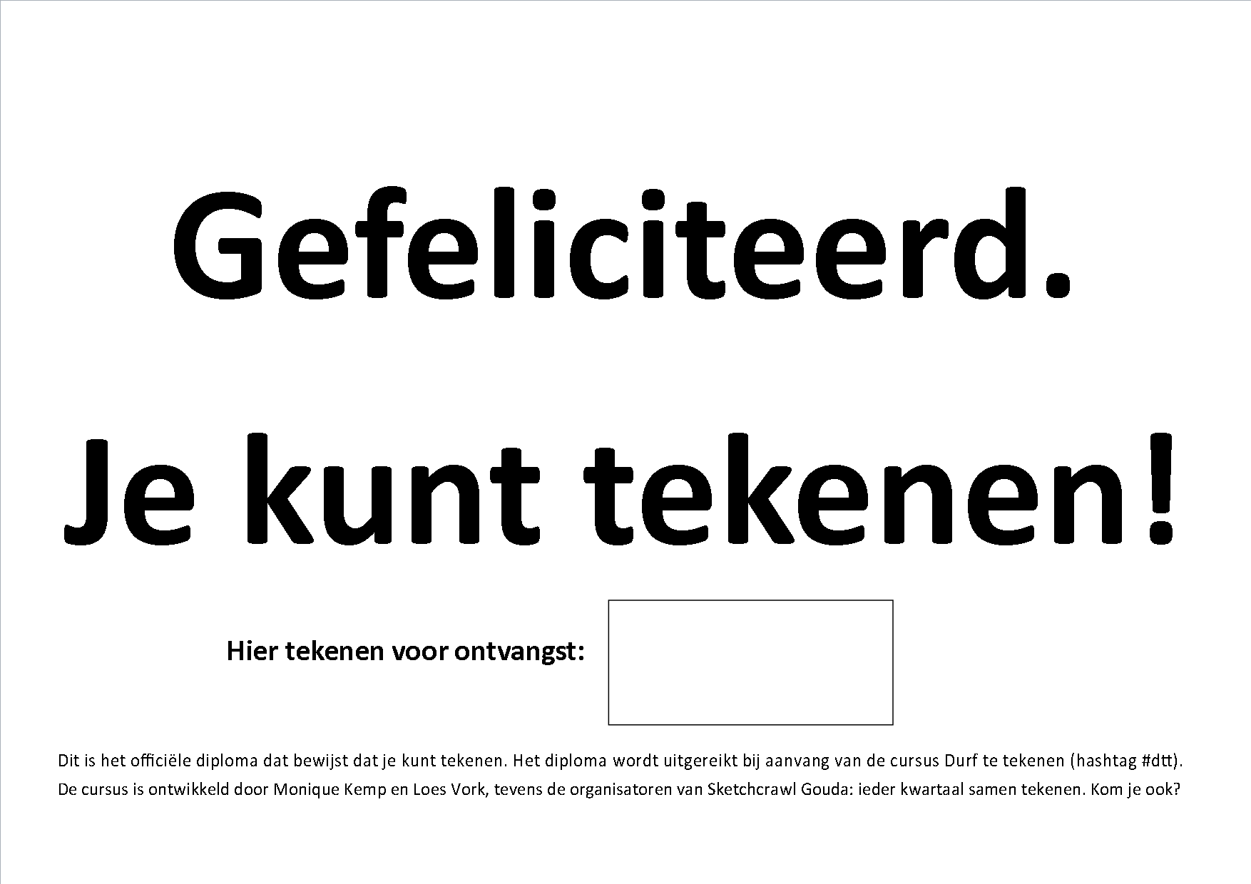 Diploma voor de cursus Durf te tekenen